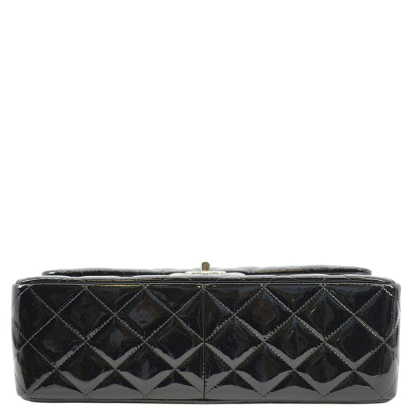 CHANEL Classic Medium Double Flap Patent Leather Shoulder Bag Black