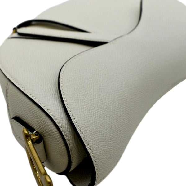 CHRISTIAN DIOR Saddle Grained Calfskin Leather Shoulder Bag Beige
