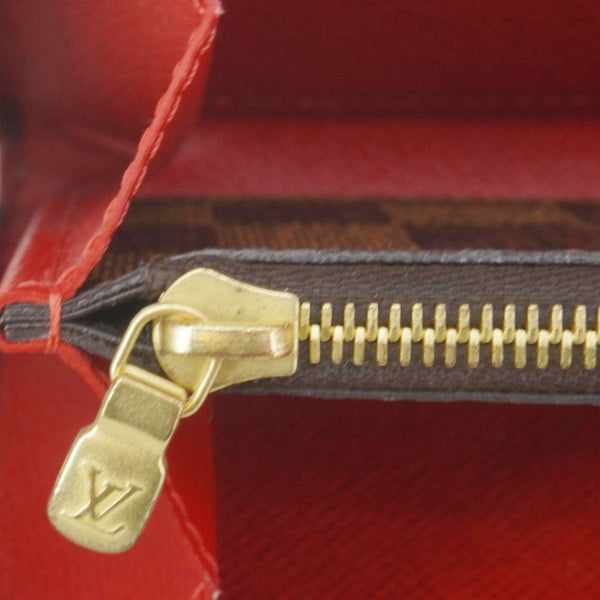 LOUIS VUITTON Clemence Damier Ebene Zippy Wallet Brown