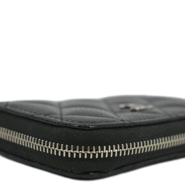 CHANEL Zip Around small Quilted Caviar Leather Wallet Black