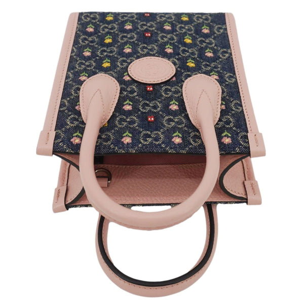 GUCCI Interlocking G Mini Denim Tote Shoulder Bag Pink 671623