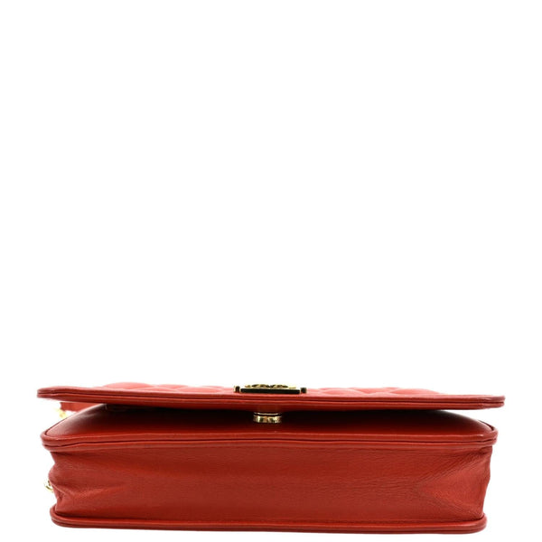 CHANEL Boy Woc Quilted Calfskin Leather Wallet On Chain Clutch Bag Red