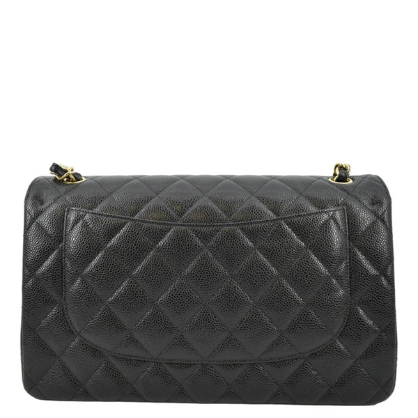CHANEL Classic Jumbo Double Flap Quilted Caviar Leather Crossbody Bag Black