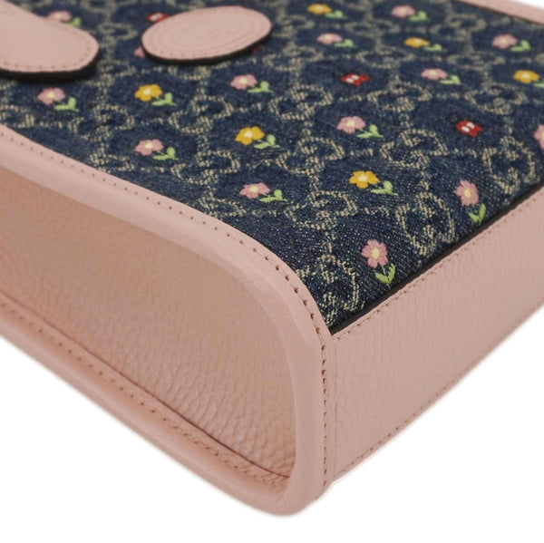 GUCCI Interlocking G Mini Denim Tote Shoulder Bag Pink 671623