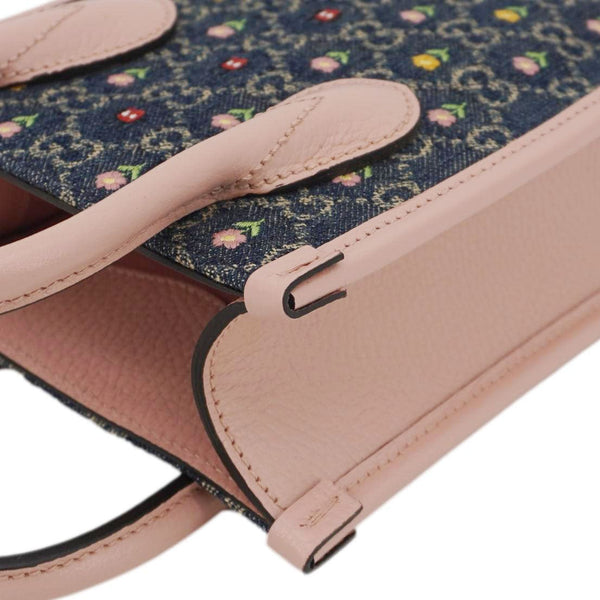 GUCCI Interlocking G Mini Denim Tote Shoulder Bag Pink 671623