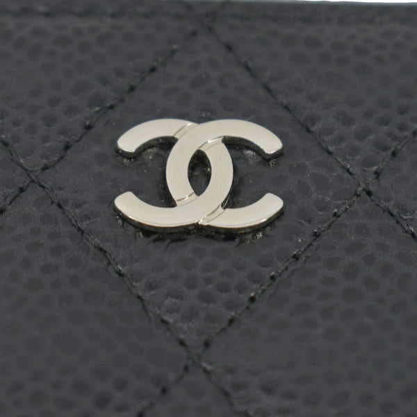 CHANEL Zip Around small Quilted Caviar Leather Wallet Black