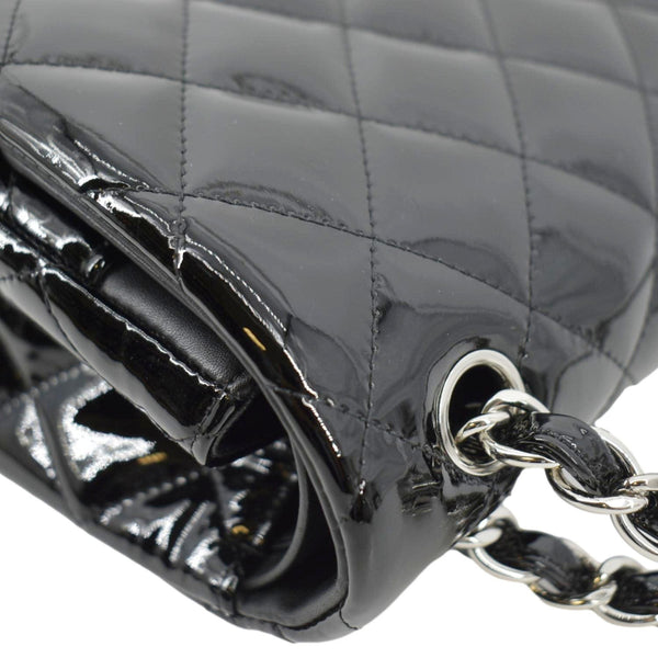 CHANEL Classic Medium Double Flap Patent Leather Shoulder Bag Black