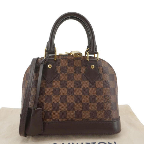 LOUIS VUITTON Alma BB Damier Ebene Satchel Shoulder Bag Brown