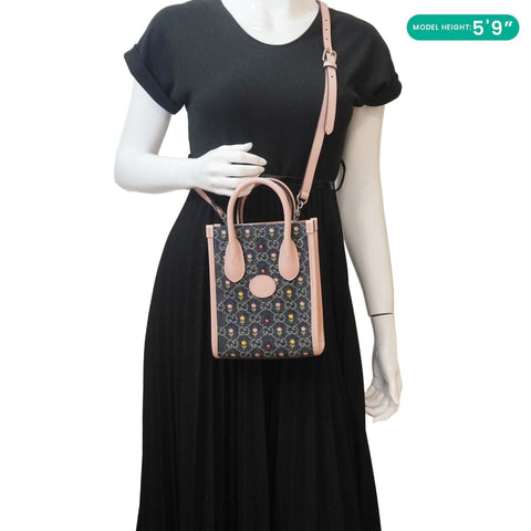 GUCCI Interlocking G Mini Denim Tote Shoulder Bag Pink 671623