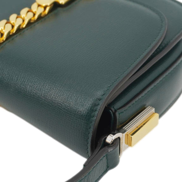 GUCCI Sylvie 1969 Mini Leather Shoulder Bag Green 615965