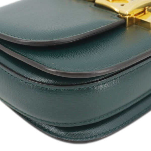 GUCCI Sylvie 1969 Mini Leather Shoulder Bag Green 615965