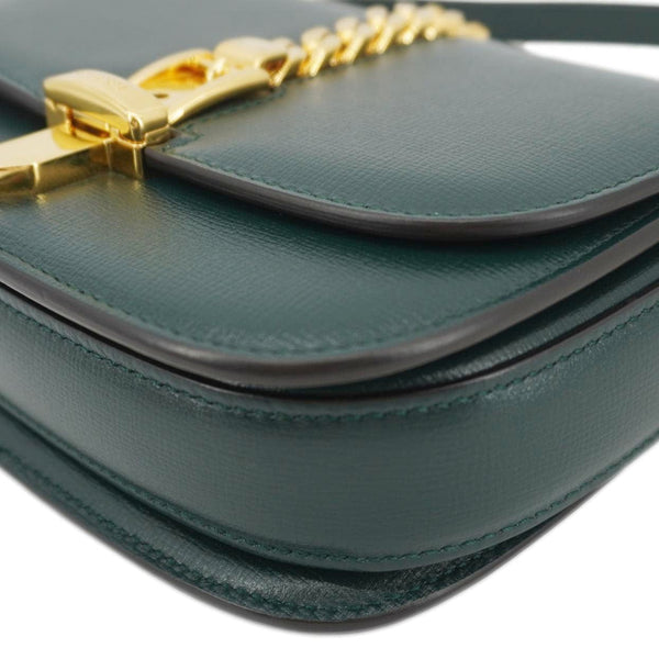 GUCCI Sylvie 1969 Mini Leather Shoulder Bag Green 615965
