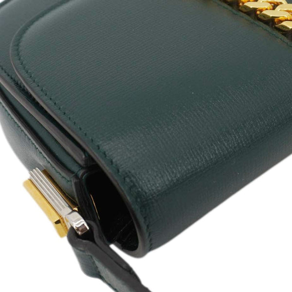 GUCCI Sylvie 1969 Mini Leather Shoulder Bag Green 615965