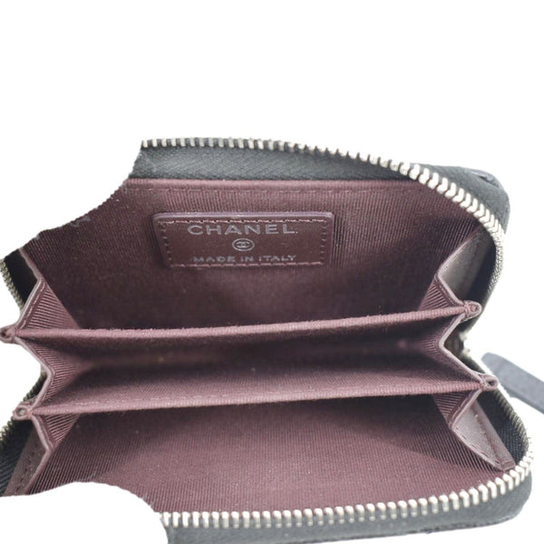 CHANEL Zip Around small Quilted Caviar Leather Wallet Black