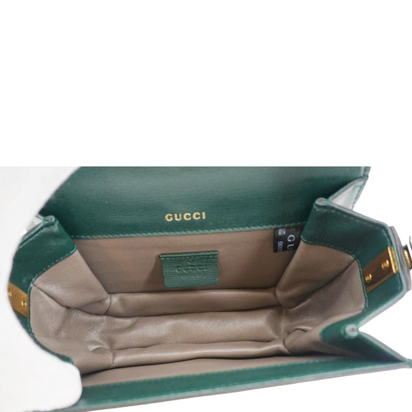 GUCCI Sylvie 1969 Mini Leather Shoulder Bag Green 615965