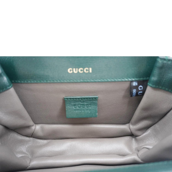 GUCCI Sylvie 1969 Mini Leather Shoulder Bag Green 615965