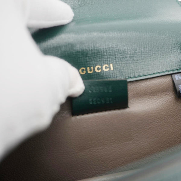 GUCCI Sylvie 1969 Mini Leather Shoulder Bag Green 615965