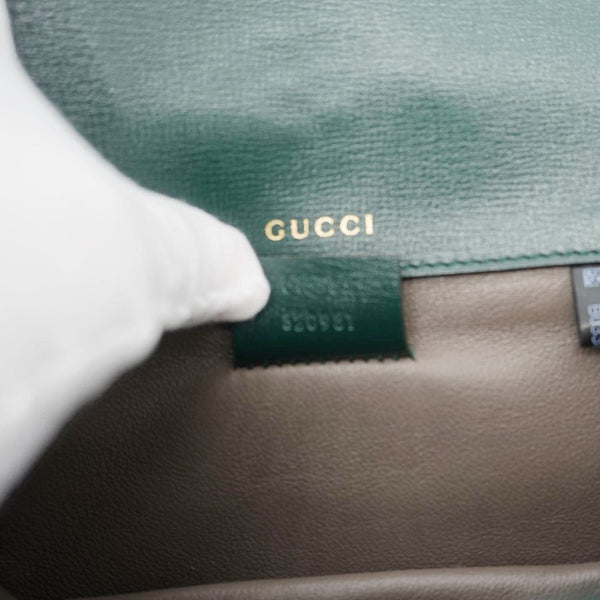 GUCCI Sylvie 1969 Mini Leather Shoulder Bag Green 615965