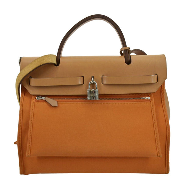 HERMES Herbag Canvas Tote Bag - Bold Orange Elegance