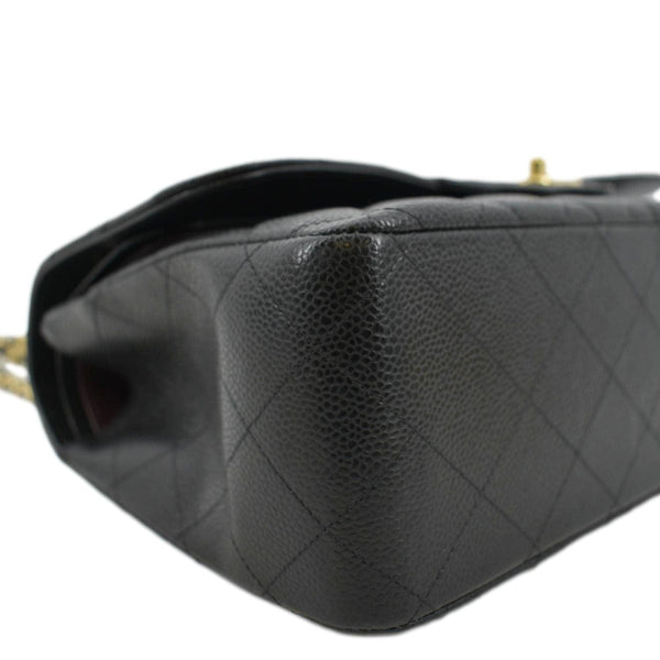 CHANEL Classic Jumbo Double Flap Quilted Caviar Leather Crossbody Bag Black