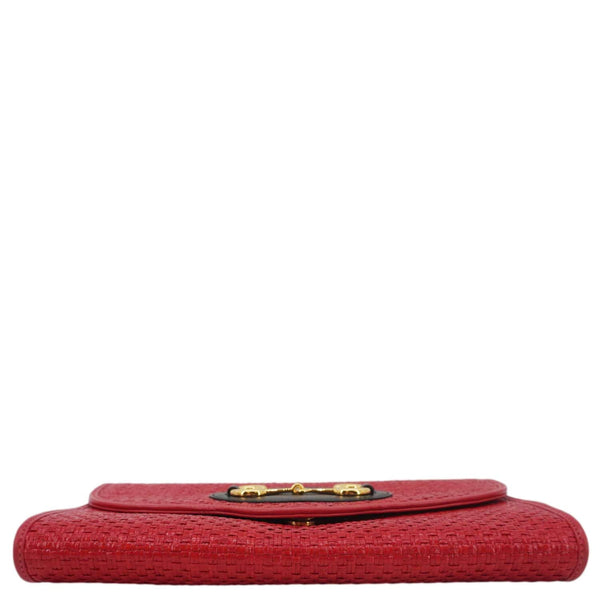 GUCCI Horsebit 1955 Straw Shoulder Bag Red 655667
