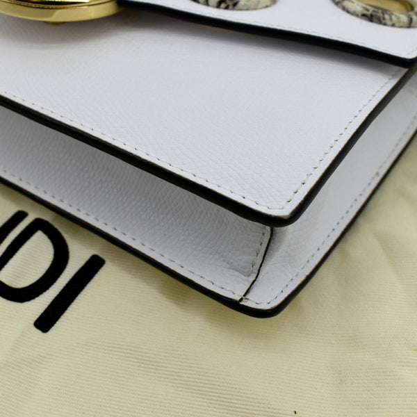 FENDI F Envelope Wallet on Chain Leather Crossbody Bag White