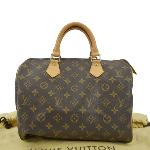 LOUIS VUITTON Speedy 30 Monogram Canvas Satchel Bag Brown