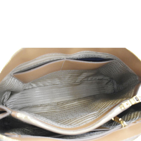 PRADA Promenade Saffiano Leather Satchel Bag Light Brown