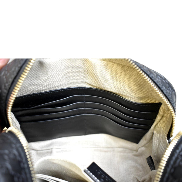 GUCCI Bree Mini GG Microguccissima Leather Crossbody Bag Black 449413