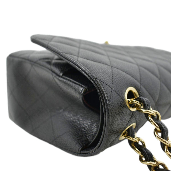 CHANEL Classic Jumbo Double Flap Quilted Caviar Leather Crossbody Bag Black