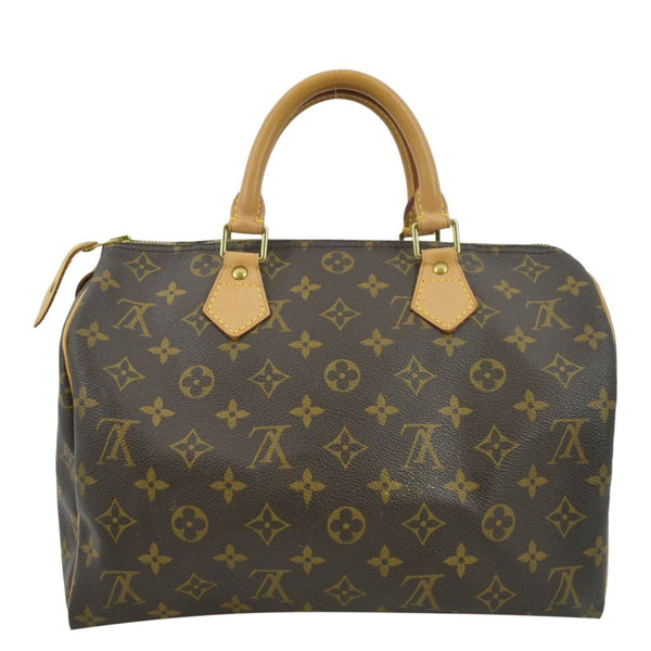 LOUIS VUITTON Speedy 30 Monogram Canvas Satchel Bag Brown