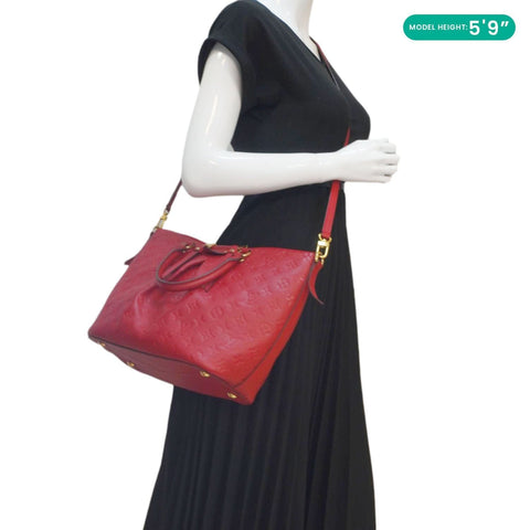 Louis Vuitton Mazarine PM Shoulder Bag Red - Model Carrying