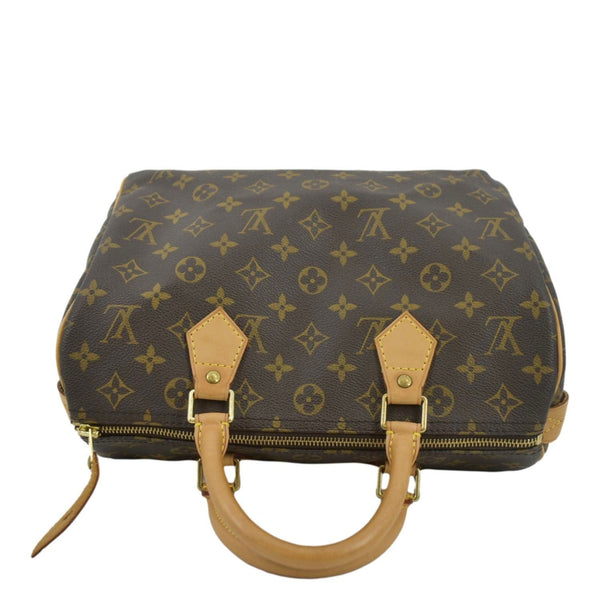 LOUIS VUITTON Speedy 30 Monogram Canvas Satchel Bag Brown