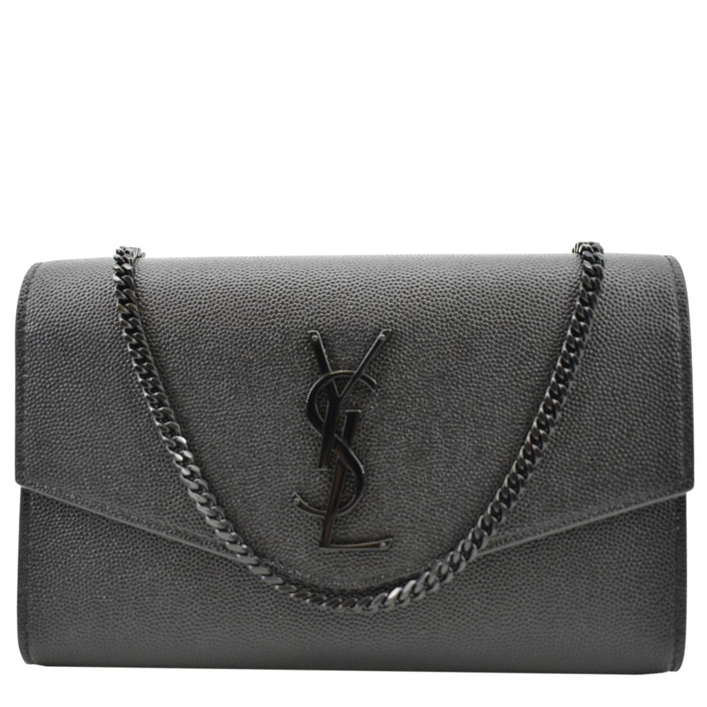 YVES SAINT LAURENT Flap Chain Grain De Poudre Leather Crossbody Bag Bl