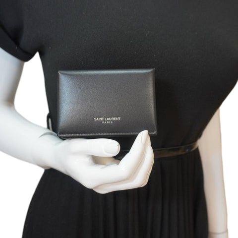 YVES SAINT LAURENT Paris Business Smooth Leather Card Case Black