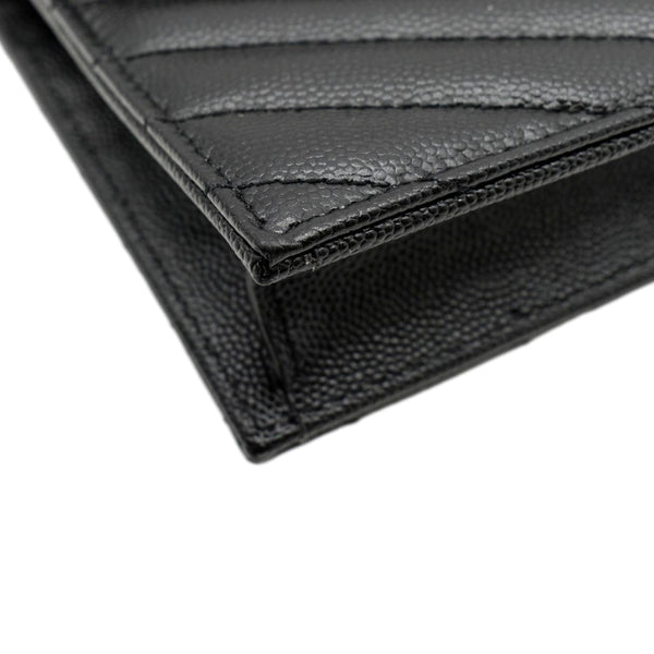 YVES SAINT LAURENT Cassandre Grain De Poudre Embossed Leather Chain Envelope Bag Black