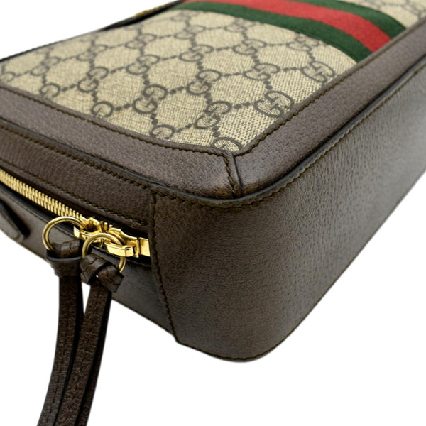 GUCCI Ophidia Web Small GG Supreme Canvas Shoulder Bag Beige 550622