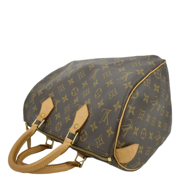 LOUIS VUITTON Speedy 30 Monogram Canvas Satchel Bag Brown
