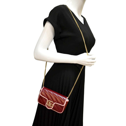 Gucci Vintage Effect Super Mini GG Leather Shoulder Bag - Full View