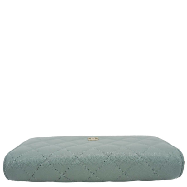 CHANEL Wallet On Chain Quilted Caviar Leather Crossbody Bag Light Blue