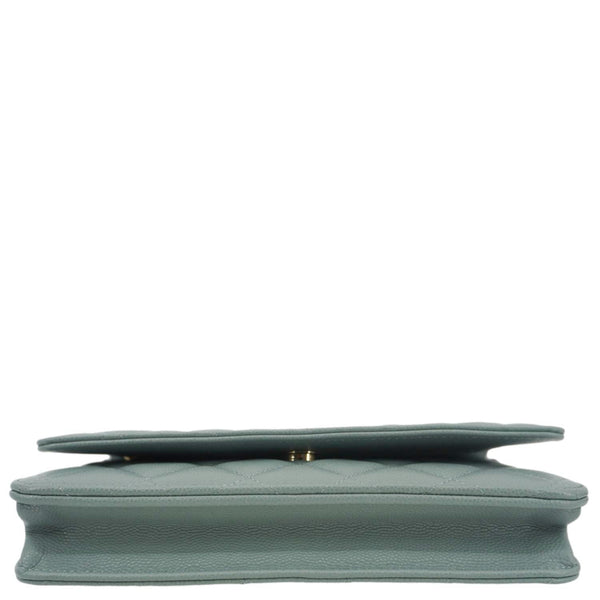 CHANEL Wallet On Chain Quilted Caviar Leather Crossbody Bag Light Blue