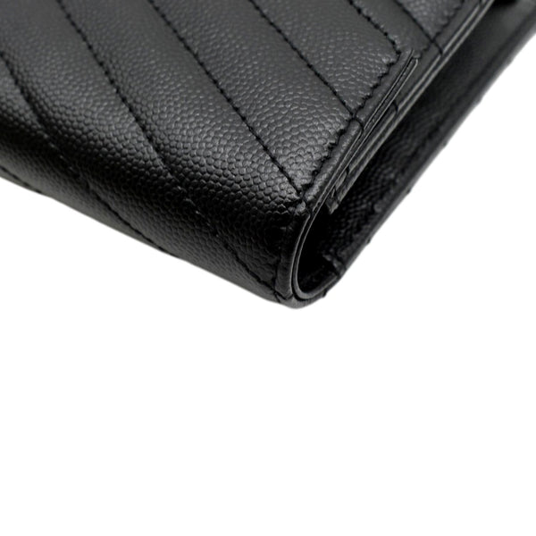 YVES SAINT LAURENT Cassandre Grain De Poudre Embossed Leather Chain Envelope Bag Black