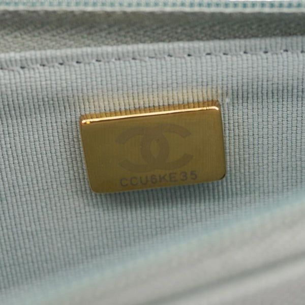 CHANEL Wallet On Chain Quilted Caviar Leather Crossbody Bag Light Blue