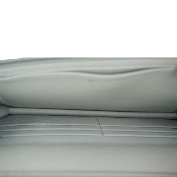 CHANEL Wallet On Chain Quilted Caviar Leather Crossbody Bag Light Blue