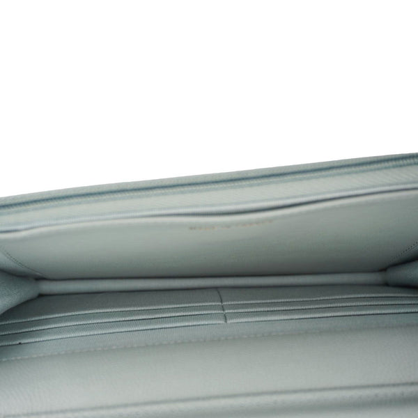 CHANEL Wallet On Chain Quilted Caviar Leather Crossbody Bag Light Blue