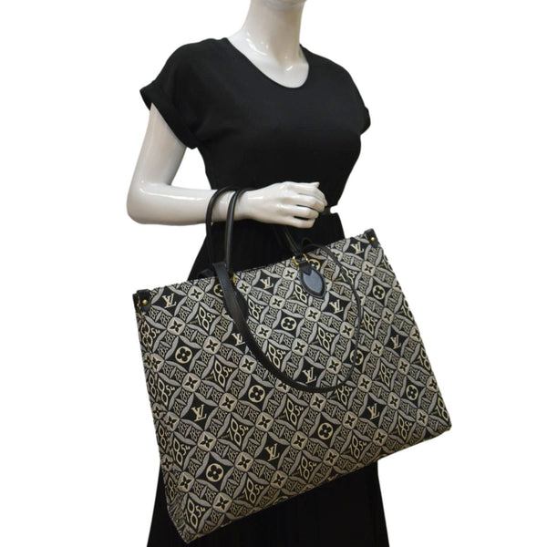 LOUIS VUITTON Onthego GM 1854 Jacquard Tote Bag Grey