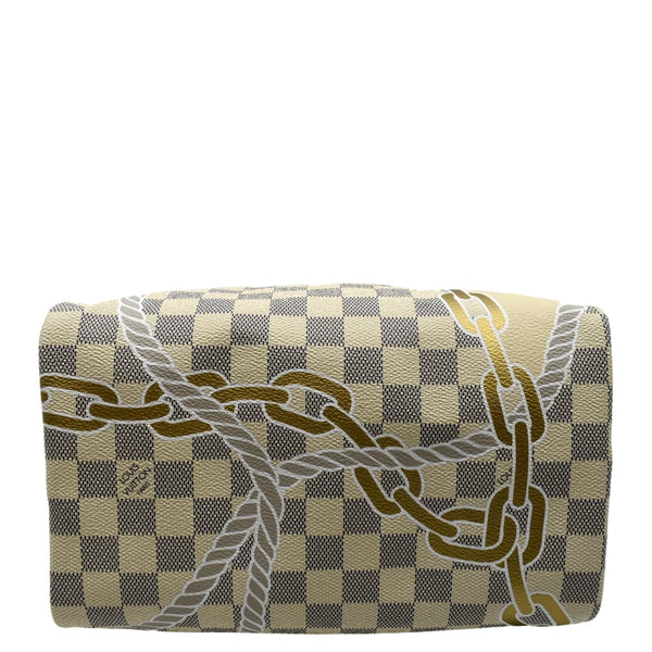 LOUIS VUITTON Nautical Speedy 25 Bandouliere Damier Azur Shoulder Bag White