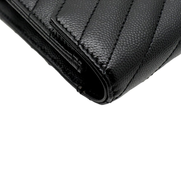 YVES SAINT LAURENT Cassandre Grain De Poudre Embossed Leather Chain Envelope Bag Black