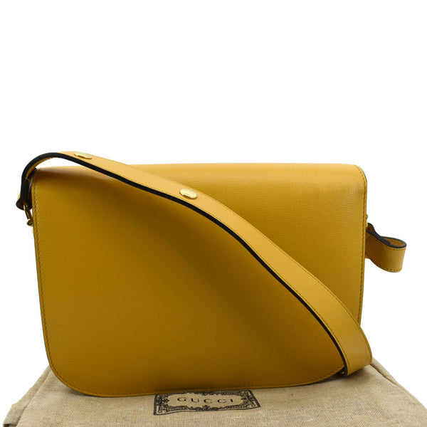 GUCCI Horsebit 1955 Leather Shoulder Bag Yellow 602204