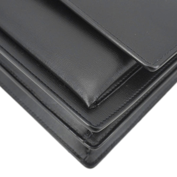 YVES SAINT LAURENT Sunset Monogram Leather Shoulder Bag Black